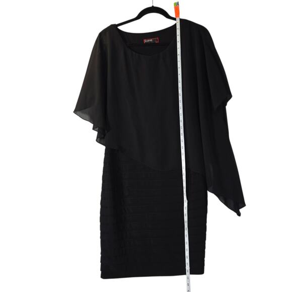 Scarlett Womens 8 Black Chiffon Cape Overlay Sheath Dress Witchy Whimsigoth - Picture 9 of 16